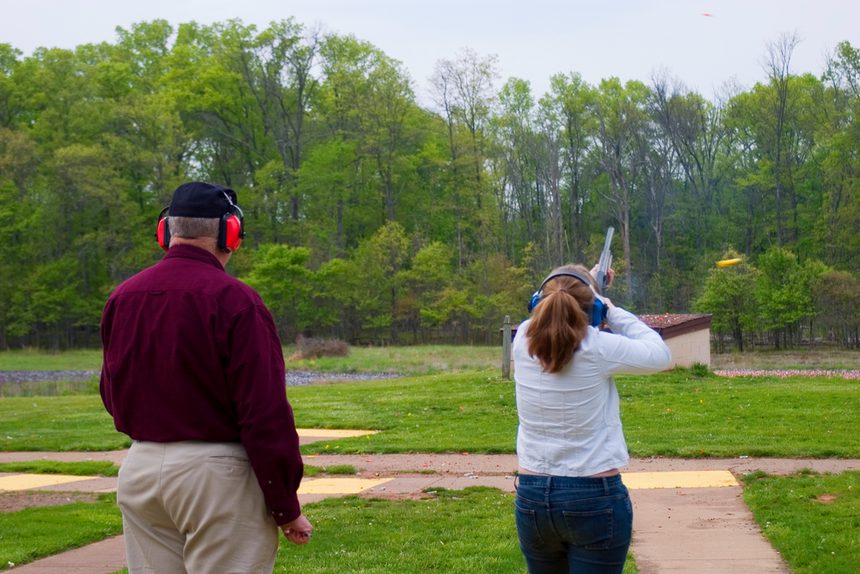A pair at an open trap range